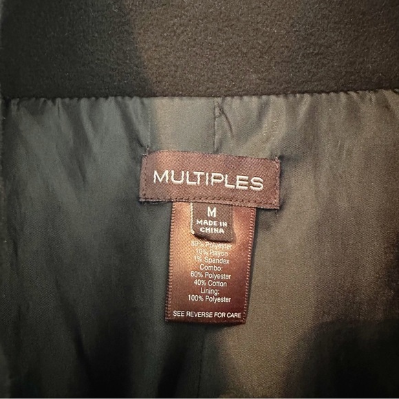 Multiples Embroidered Black White Band Collar Jacket Coat - Medium - Picture 6 of 13